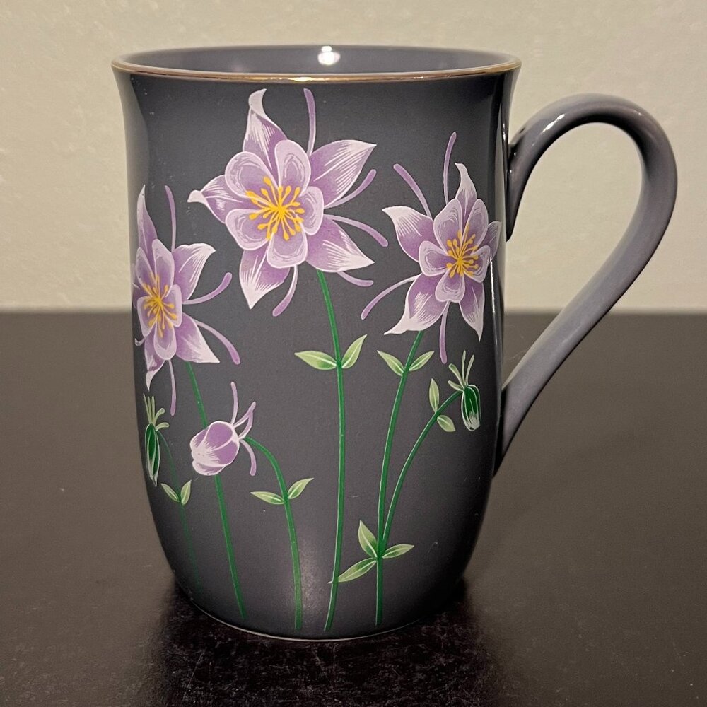 OTAGIRI Japan Vintage Floral Gray Porcelain Tea Cup  Coffee Mug 10oz Cottagecore